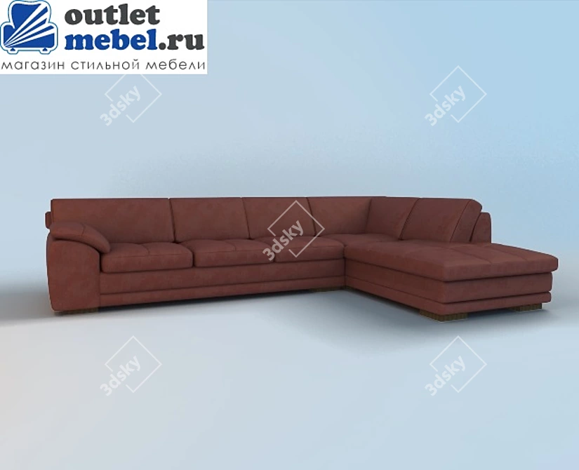 Luxury Leather Sofa Set with Ottoman 3D model image 1