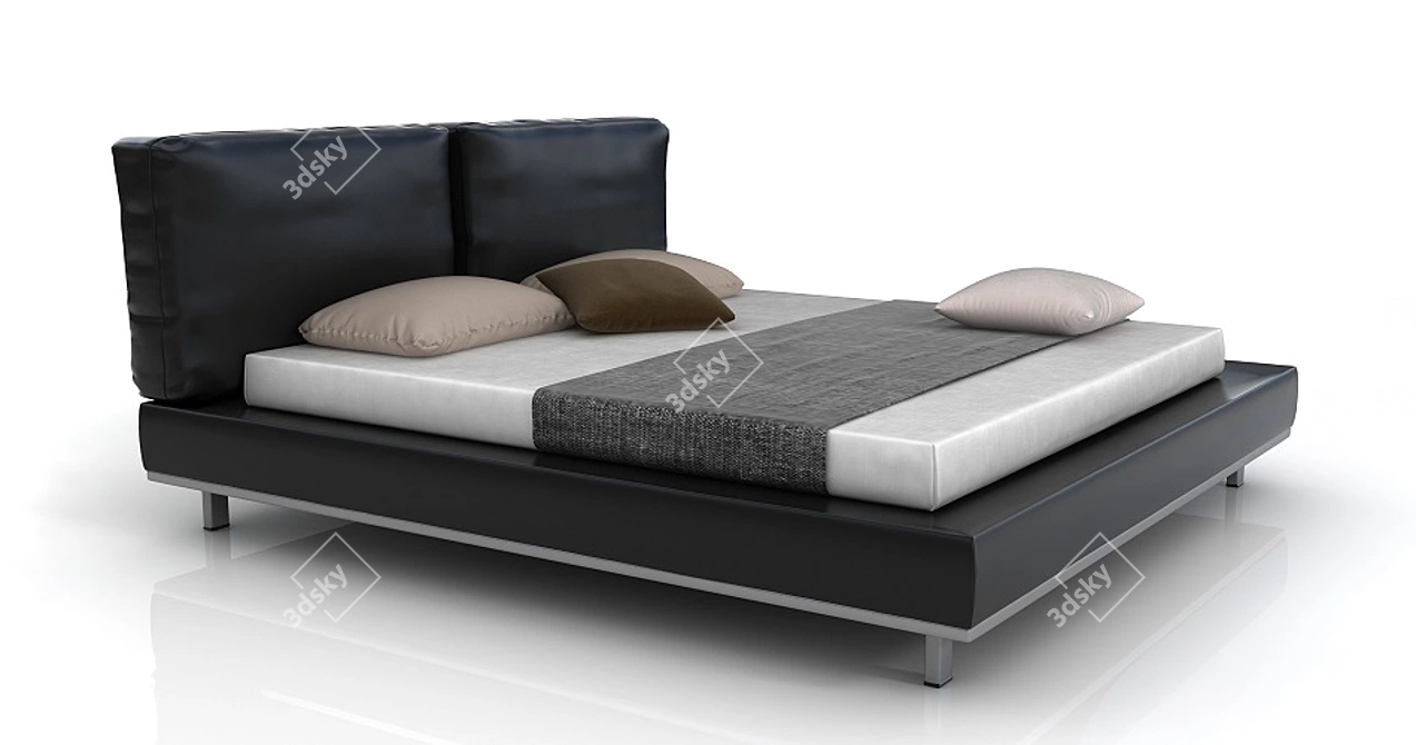 Kafka Bed: Genuine Leather, Stainless Steel, Free Moscow Delivery 3D model image 2