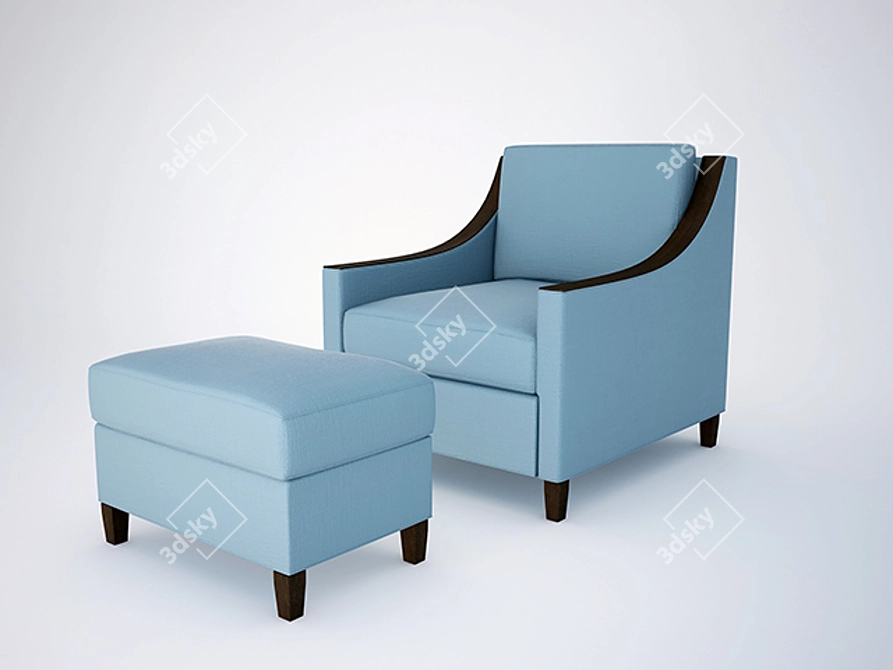 Elegant Blue Upholstered Armchair 3D model image 1