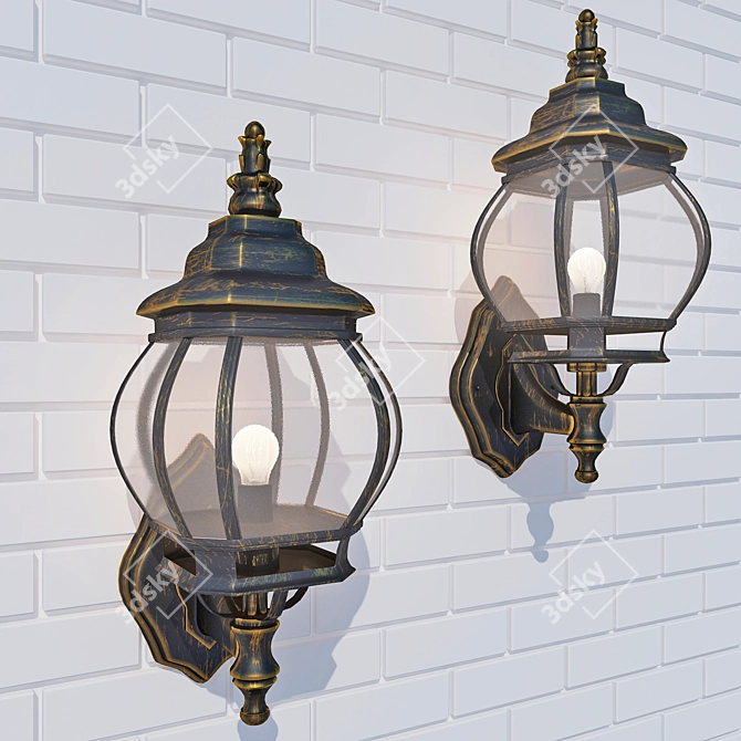 Elegant Black and Gold Wall Light 3D model image 1