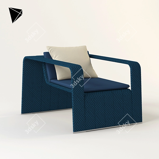 Modern Red and Blue Armchair 3D model image 1