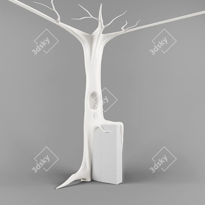 Elegant Willow Tree Sculpture 3D model image 1