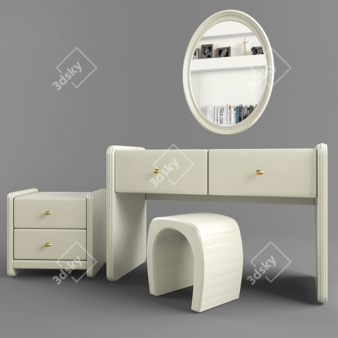 Light Leather Bedroom Set 3D model image 1