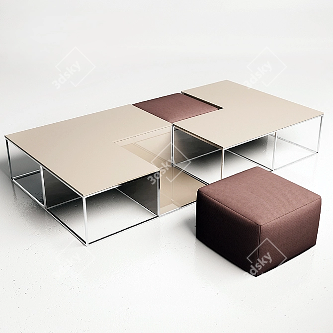 Minimalist Low Table: ARIA Abstract Design 3D model image 1