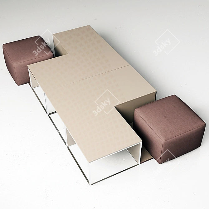 Minimalist Low Table: ARIA Abstract Design 3D model image 3