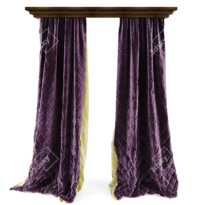 Luxurious Velvet Curtains 3D model image 1