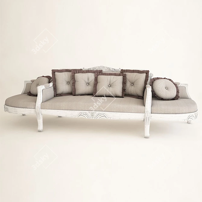 Vintage White Round Sofa by Dialma Brown 3D model image 1