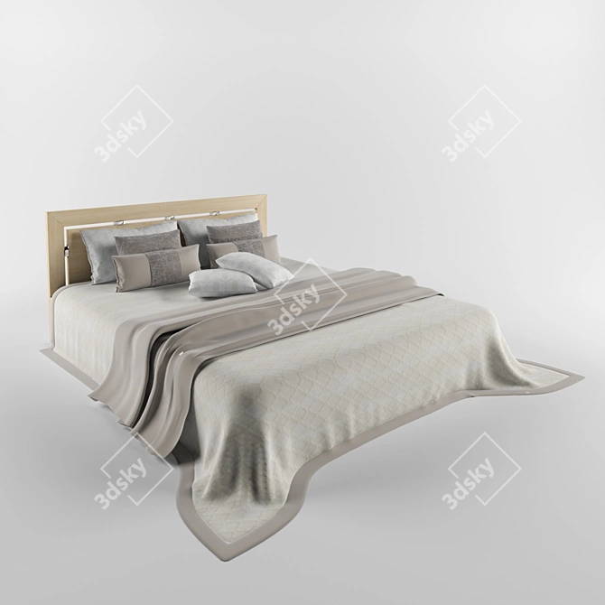 Marika Bed: Stylish Aluminum Accents, Birch Snow Color 3D model image 1