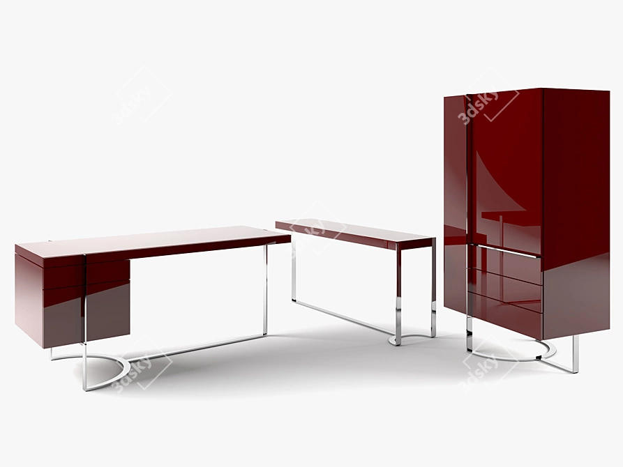 Modern Diapason Furniture Set: Console, Table & Wardrobe 3D model image 2