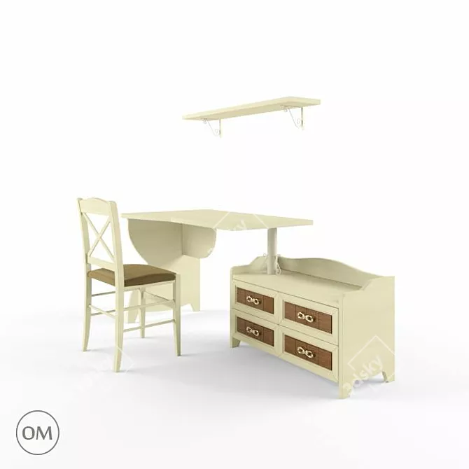 Camilla White 12 - Children's Writing Desk 3D model image 1