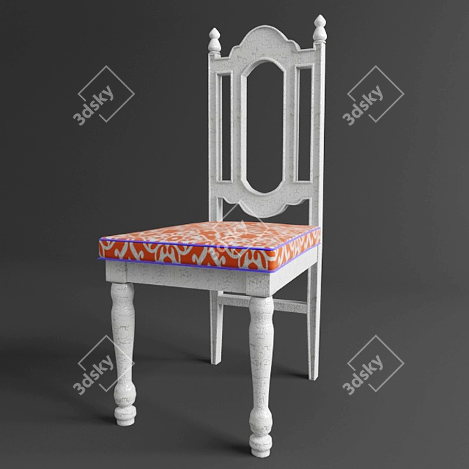 Title: Restored Vintage Chair with Elegant Drapery 3D model image 1