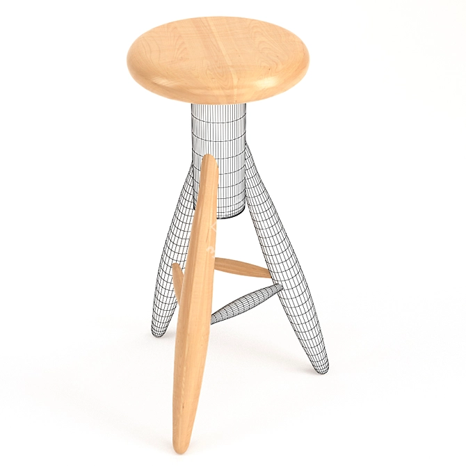 Artek Rocket Wooden Bar Stool 3D model image 2