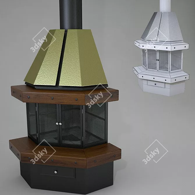 Brazilian Metal Fireplace: Classic Elegance 3D model image 1