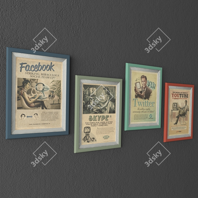 Retro Internet Promotional Posters 3D model image 1