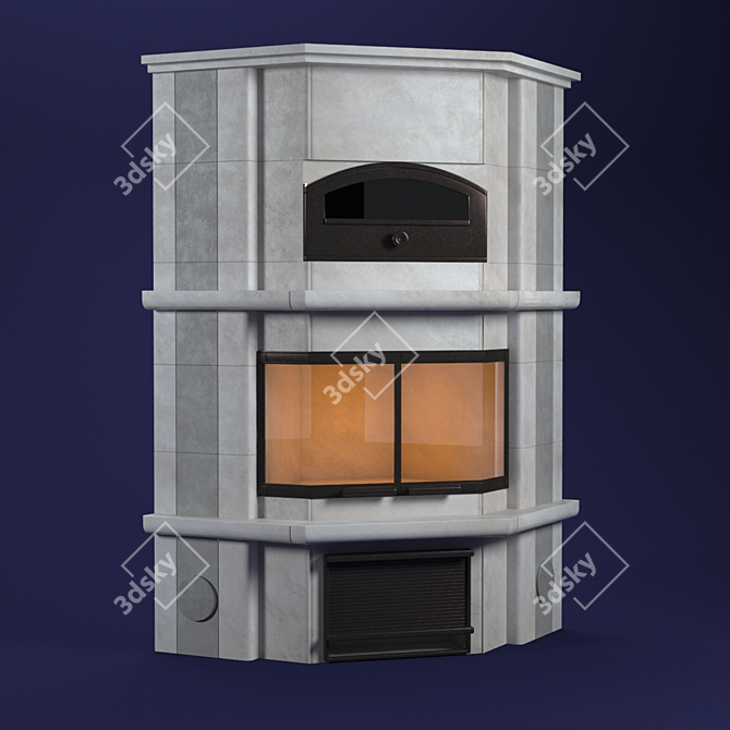 Ultimate Corner Fireplace & Oven 3D model image 1