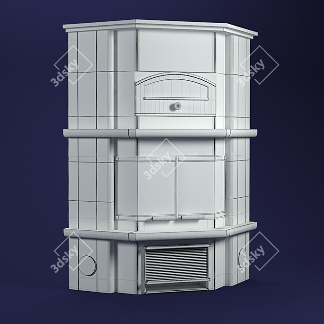 Ultimate Corner Fireplace & Oven 3D model image 3