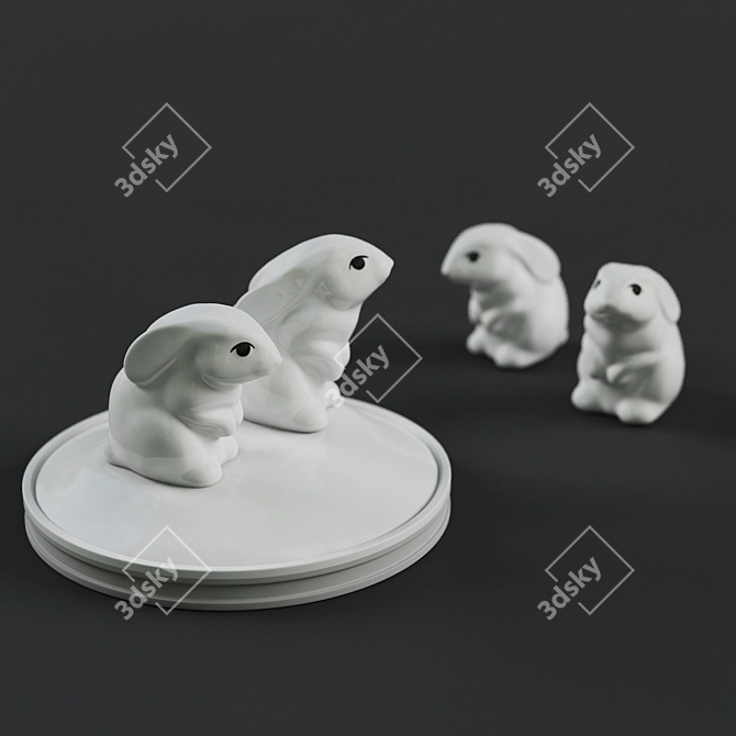 Cute Ceramic Bunny Decor 3D model image 1