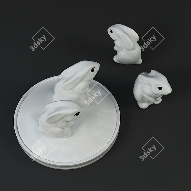 Cute Ceramic Bunny Decor 3D model image 2