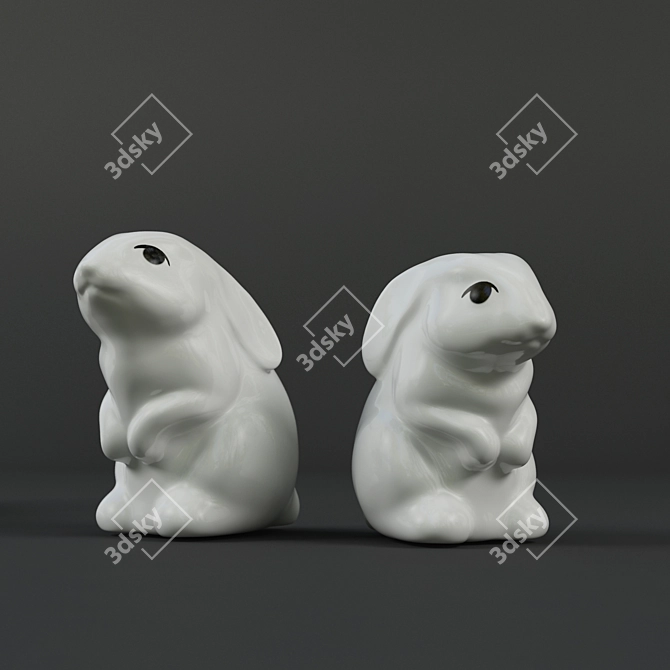 Cute Ceramic Bunny Decor 3D model image 3