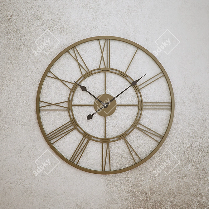 Elegant Metal Stockton Wall Clock 3D model image 1