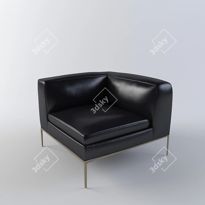 Modular Leather Corner Chair 3D model image 1