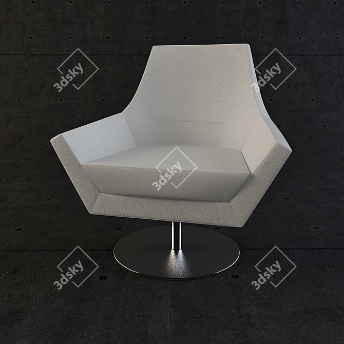 Sleek Leather Armchair 3D model image 1