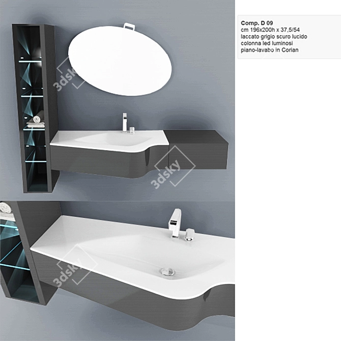 Sleek Italian Bathroom Furniture Kit 3D model image 1
