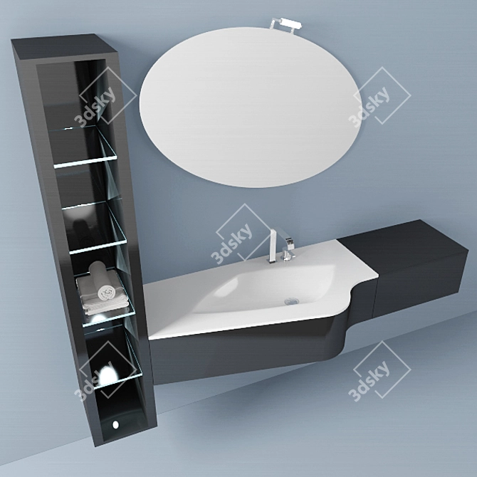 Sleek Italian Bathroom Furniture Kit 3D model image 3