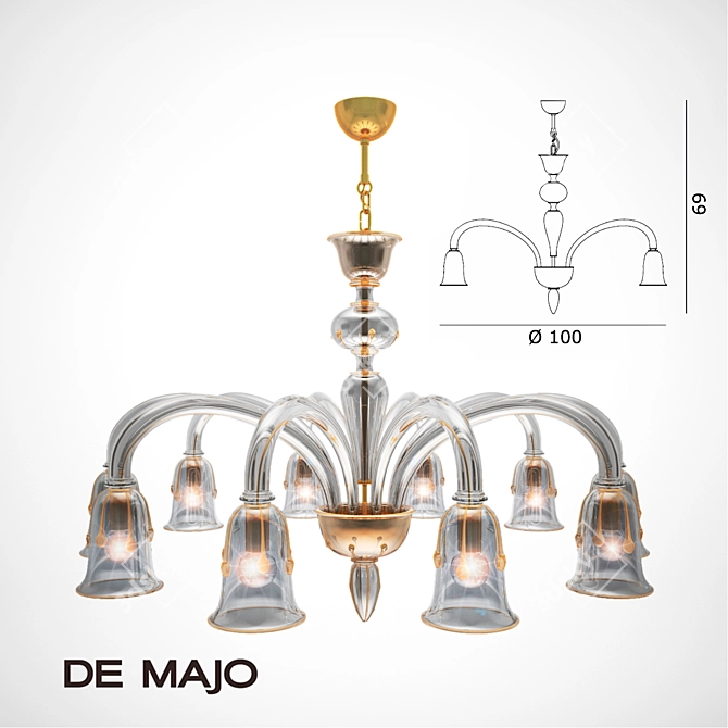 Elegant De Majo K10 Chandelier 3D model image 1