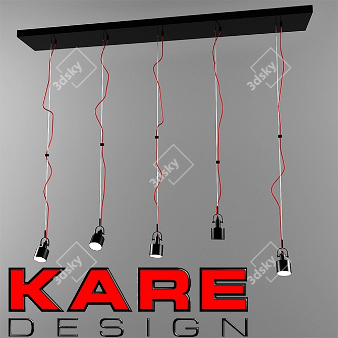 Industrial Black Pendant Lamp 3D model image 1