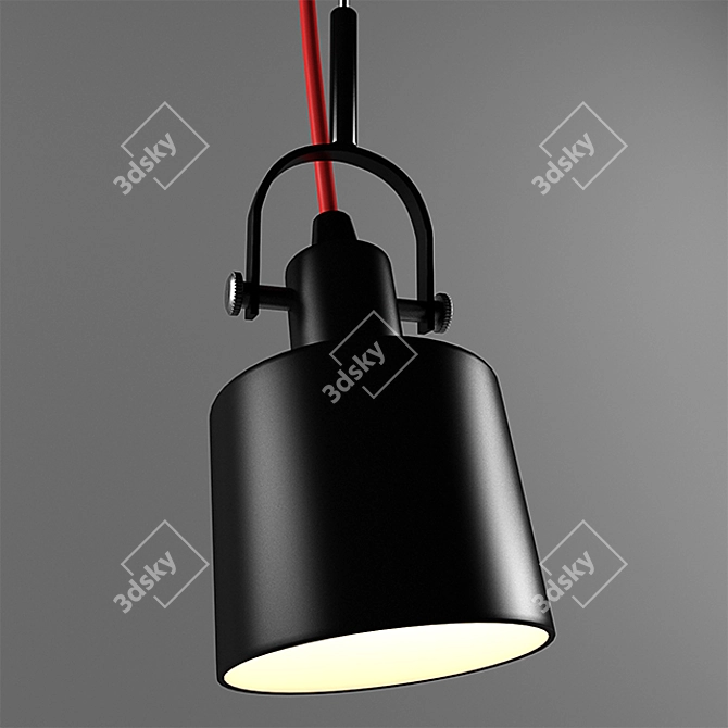 Industrial Black Pendant Lamp 3D model image 2