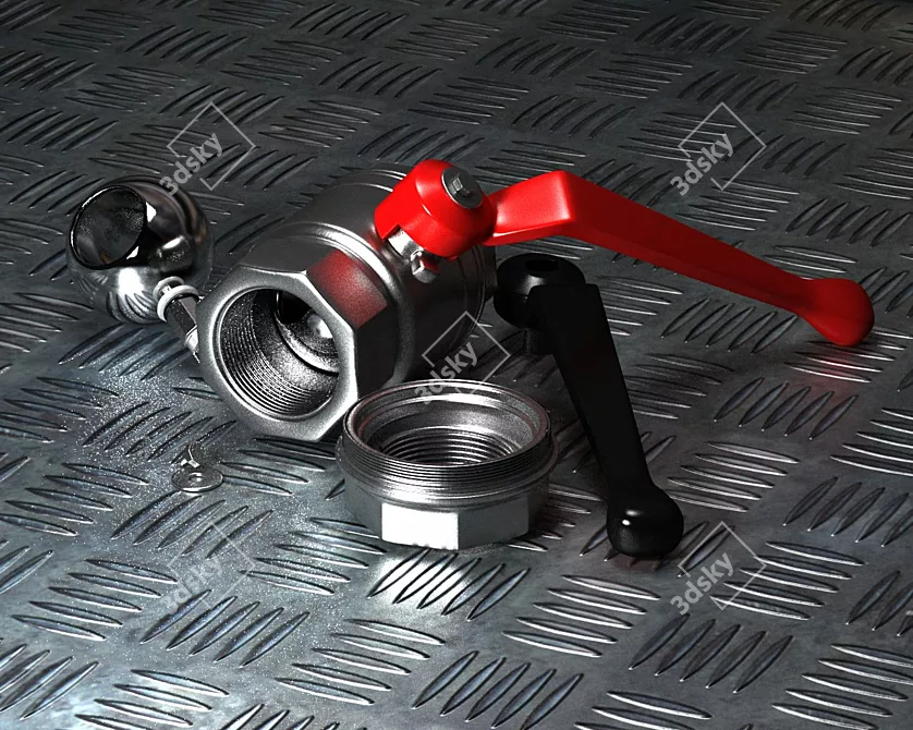 Dismantlable Ball Valve + Gaskets 3D model image 2