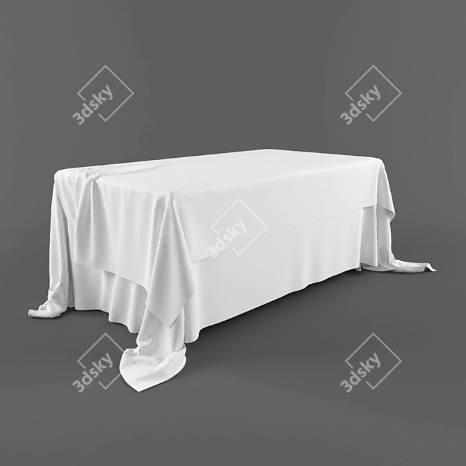 Elegant White Tablecloth 3D model image 1