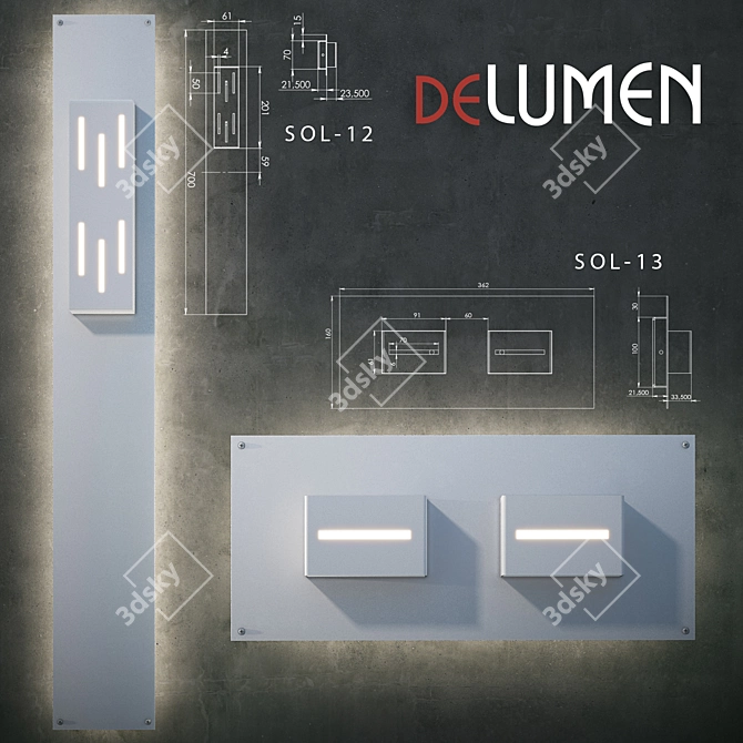 Delumen SOL-12/13: Modern Metal Wall Sconce (Various RAL Colors) 3D model image 1