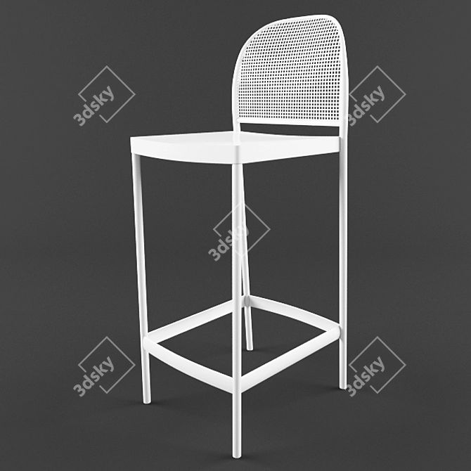 Modern White Plastic Bar Stool 3D model image 1