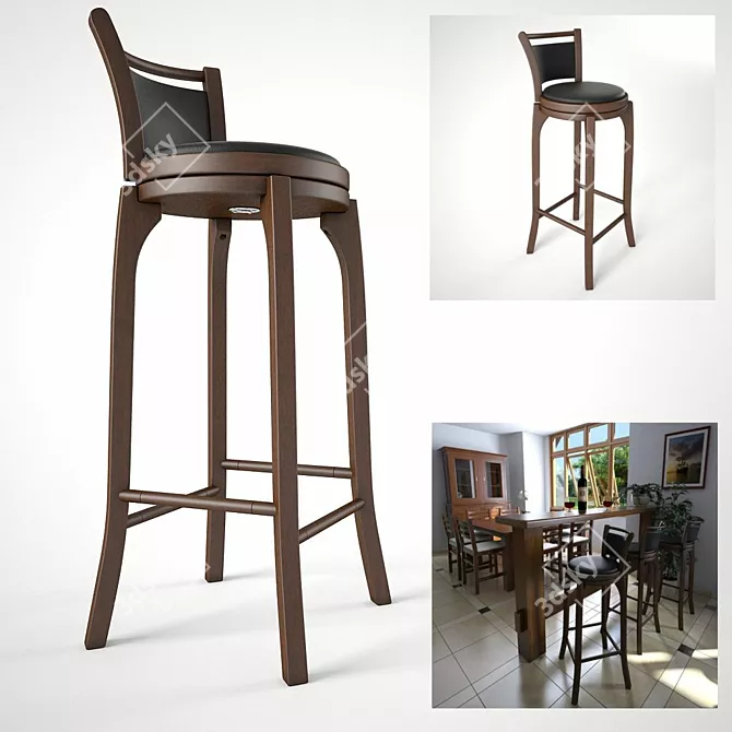 Sleek Swivel Bar Stool 3D model image 1