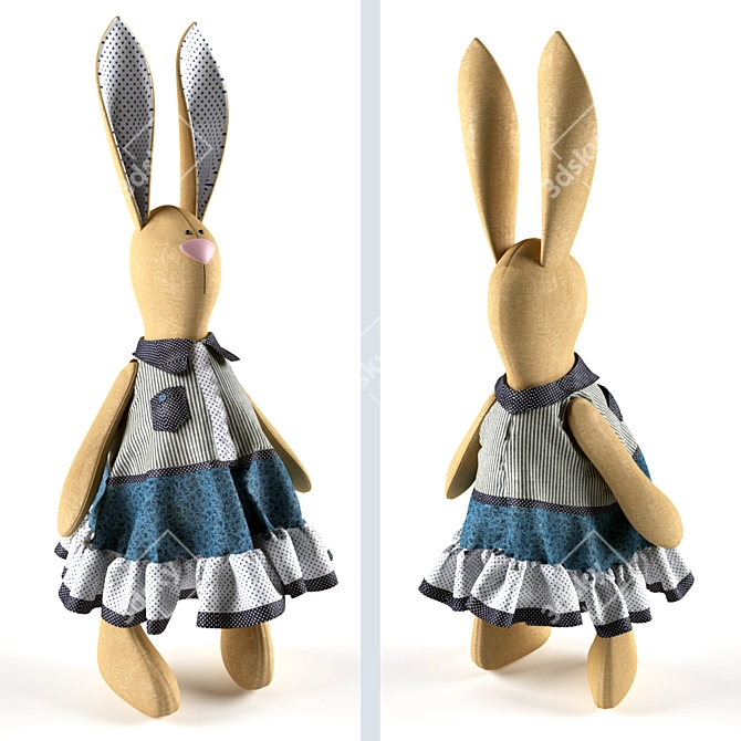 Fluffy Tilde Bunny Toy 3D model image 1
