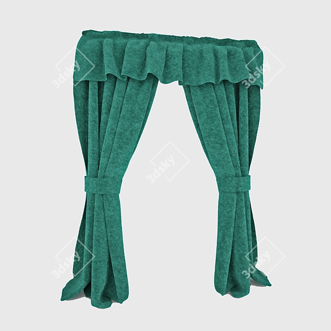 Stylish Window Drapes 3D model image 1