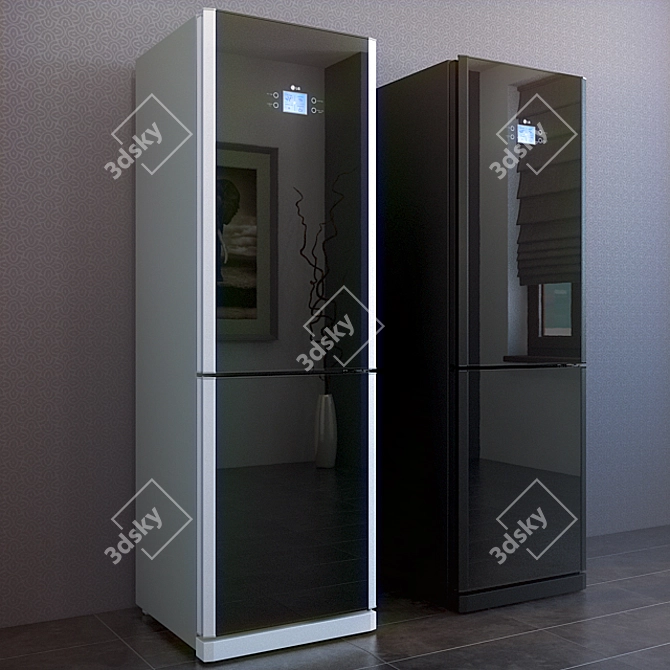 LG-GA-B409TGMR: Stylish Grey/Black Fridge 3D model image 1