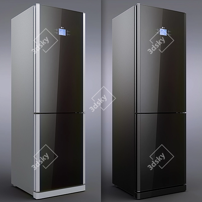 LG-GA-B409TGMR: Stylish Grey/Black Fridge 3D model image 2