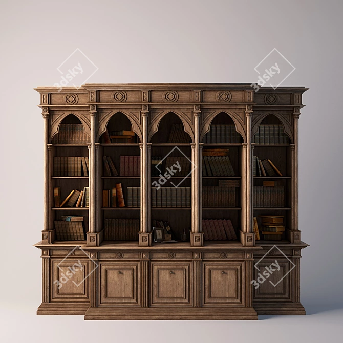 Elegant Modern Library Shelving 3D model image 1