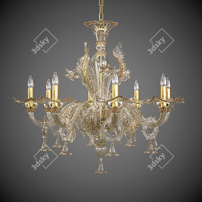 Elegant Murano Glass Chandelier 3D model image 1