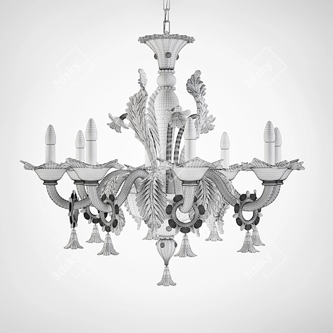 Elegant Murano Glass Chandelier 3D model image 2