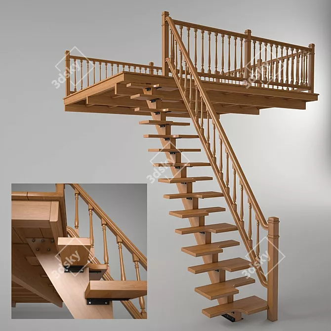 Space-Saving Santos Dumont Stair 3D model image 1