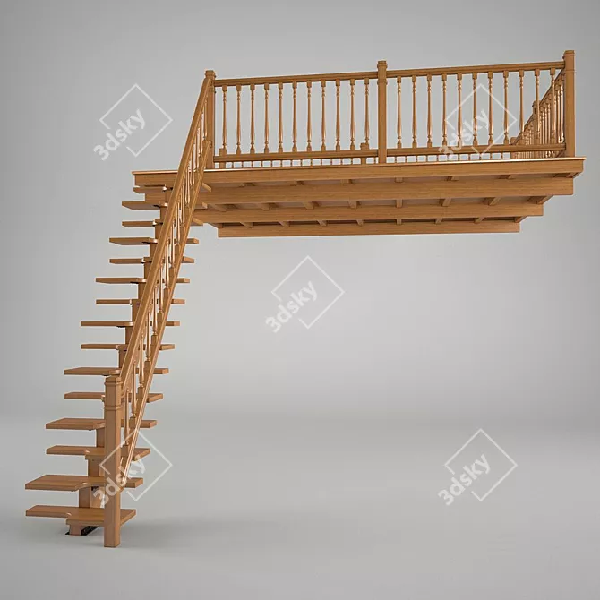 Space-Saving Santos Dumont Stair 3D model image 3