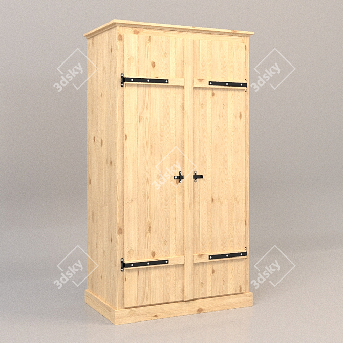 Nordic Oak Wardrobe 3D model image 1