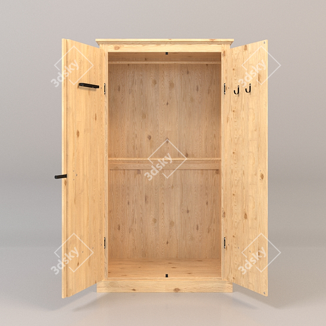 Nordic Oak Wardrobe 3D model image 2