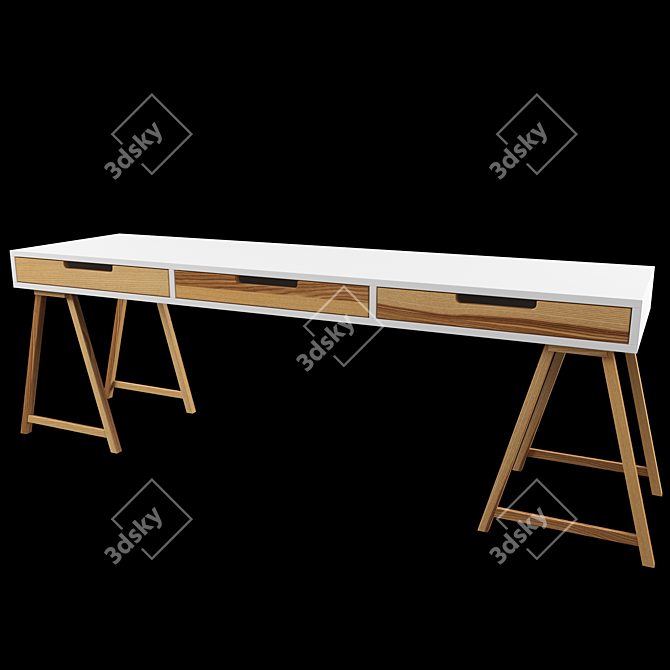 Sleek Modern Desk with Spacious Design 3D model image 2