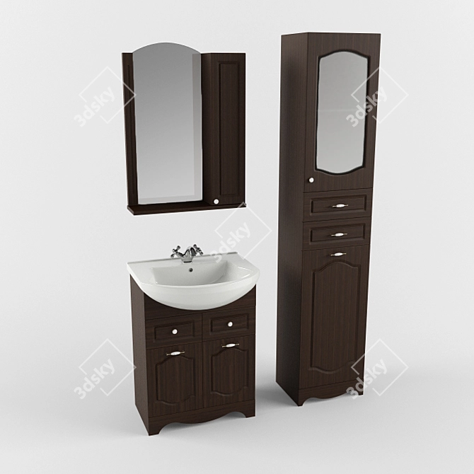 Aqua Rhodes 60: Vanity Set 3D model image 1