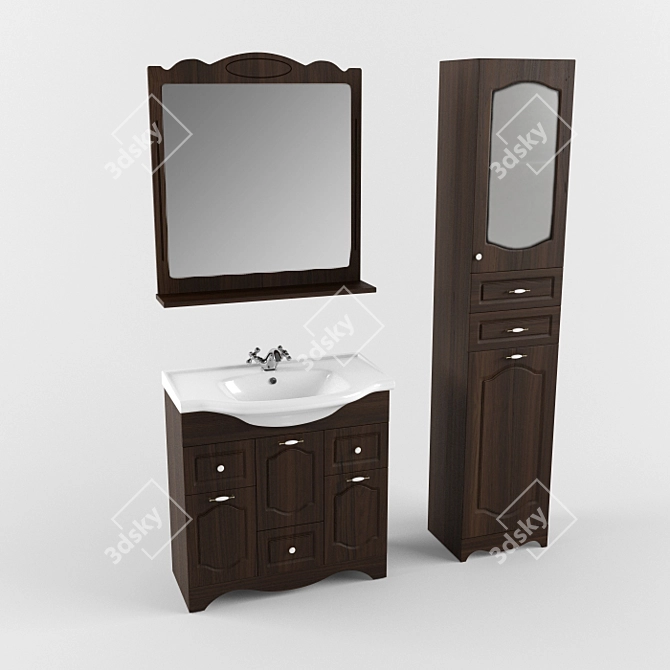 Aqua Rhodes Vanity Set 3D model image 1